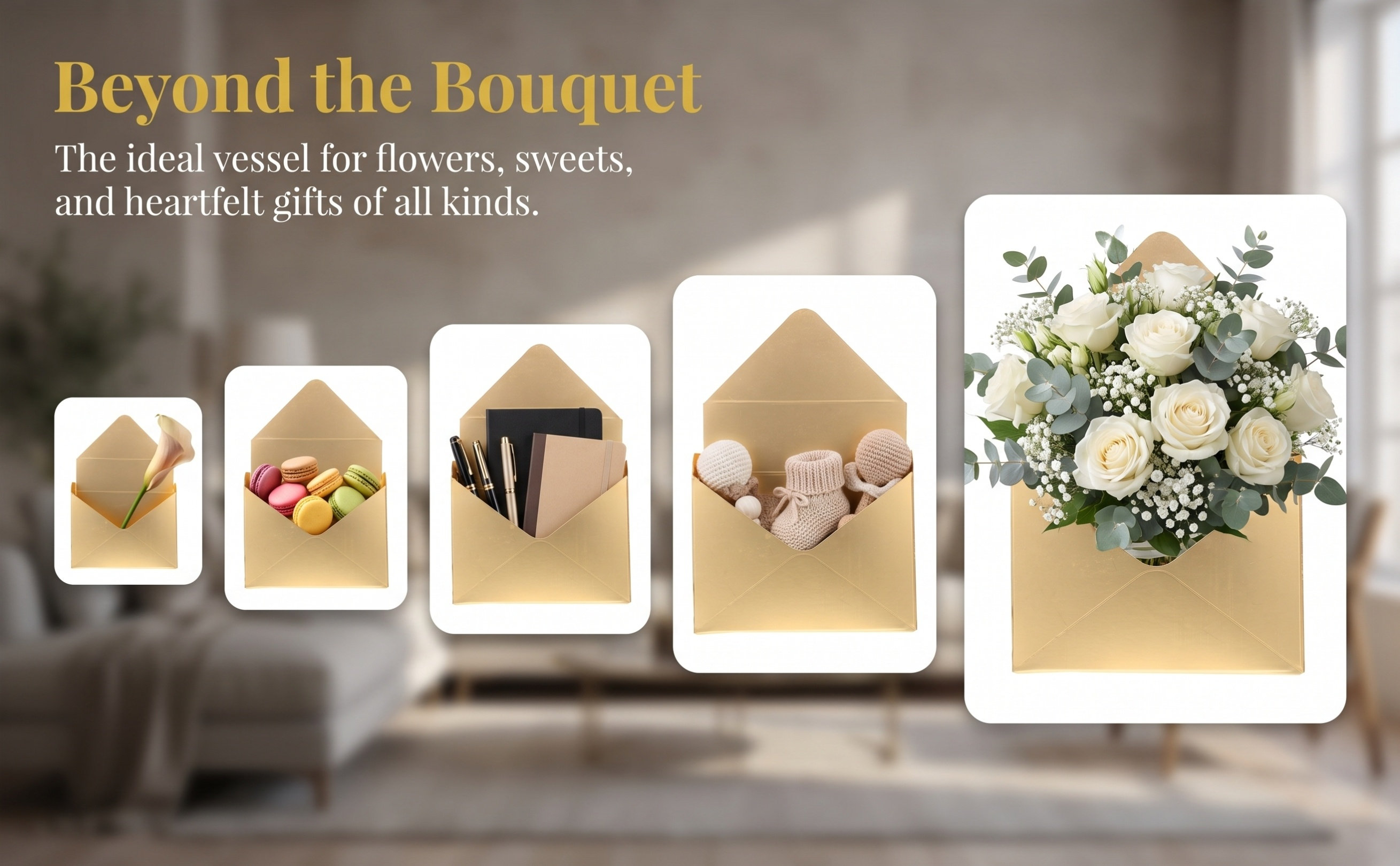 Anda Florist Supply - กล่องบรรจุภัณฑ์ดอกไม้ 2 ชิ้น ดีไซน์ซองจดหมายสุดหรูสำหรับงานแต่งงาน งานวันเกิด อุปกรณ์ห่อช่อดอกไม้สำหรับร้านดอกไม้