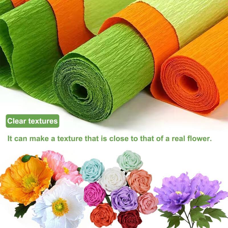 Flower Wrap Kraft - 50x250 ซม.สี Crepe กระดาษม้วน Origami Crinkled