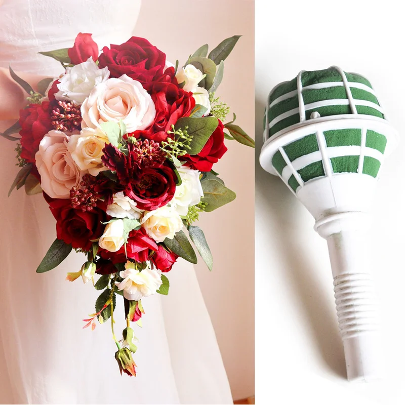 Bouquet Holder Foam - ชุดอุปกรณ์จัดช่อดอกไม้งานแต่งงานแบบ DIY พร้อมฐานโฟมสำหรับเจ้าสาว จัดดอกไม้ตกแต่งบ้าน 1/3 ชิ้น