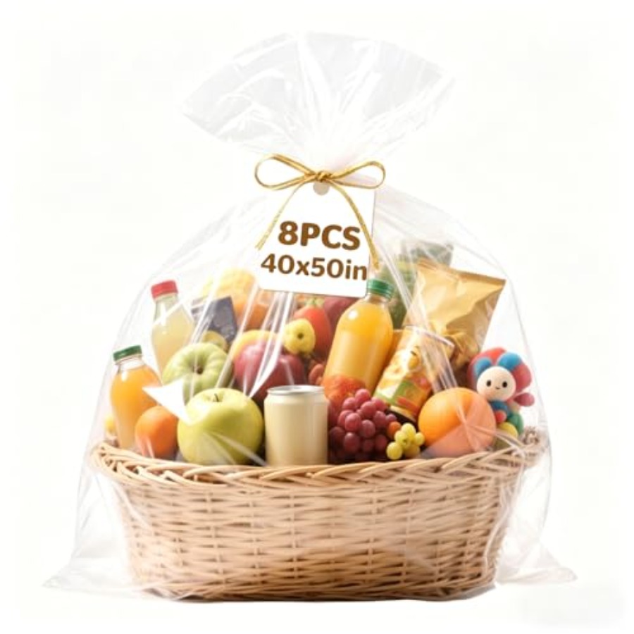 Cellophane Wrap Clear - ถุงพลาสติกใสขนาดใหญ่ 8 ชิ้น ขนาด 40 x