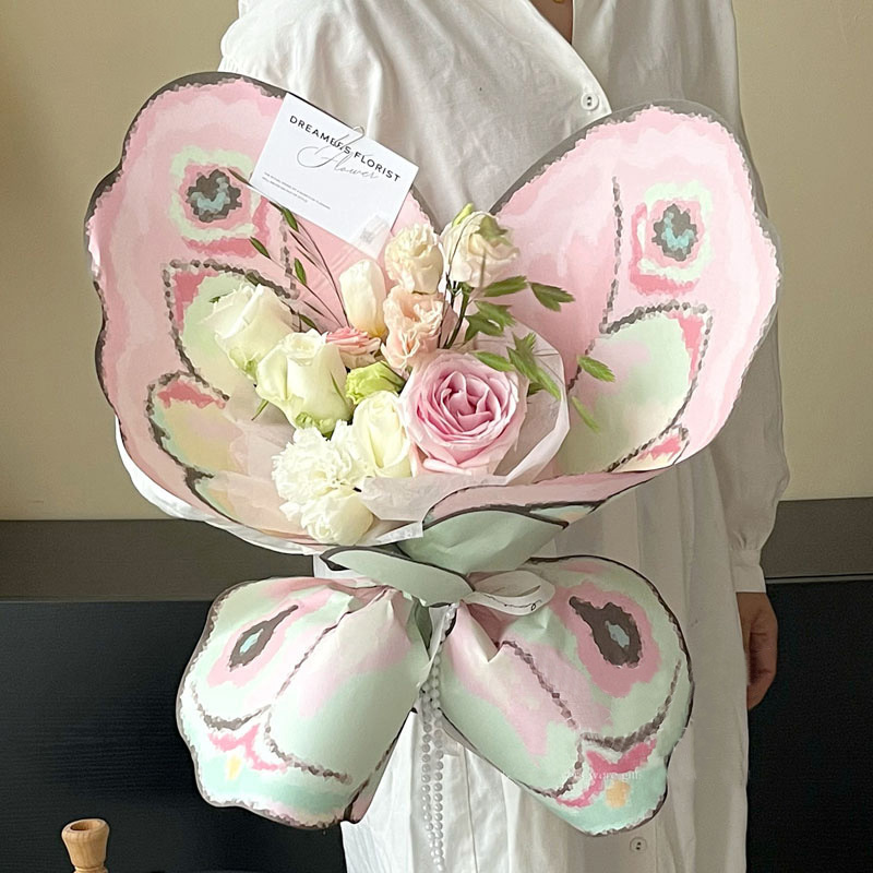 Flower Wrap Kraft - 20 ชิ้นปีกผีเสื้อรูปช่อดอกไม้ห่อกระดาษคริสตัลโปร่งใสผีเสื้อ DIY งานแต่งงานของขวัญวันเกิดกระดาษห่อดอกไม้