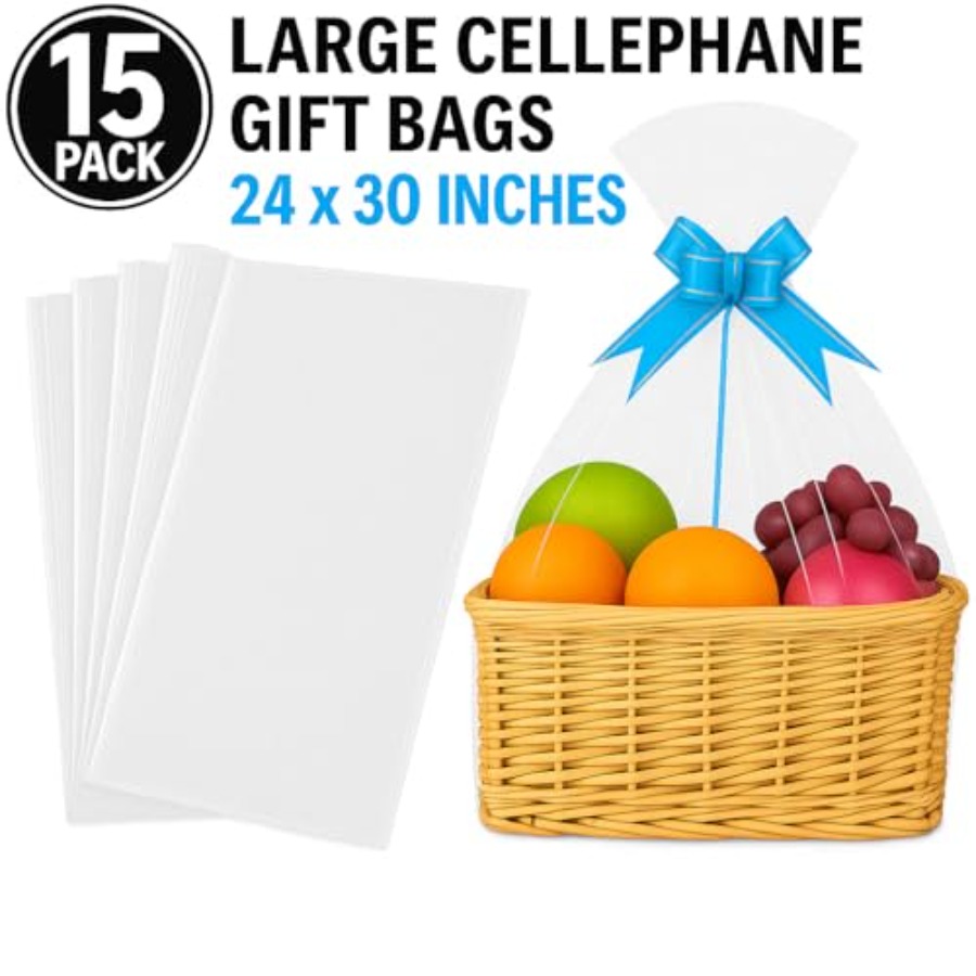 ถุงของขวัญใสขนาดใหญ่ 15 ใบ สำห - Cellophane Wrap Clear บทวิจารณ์และราคา