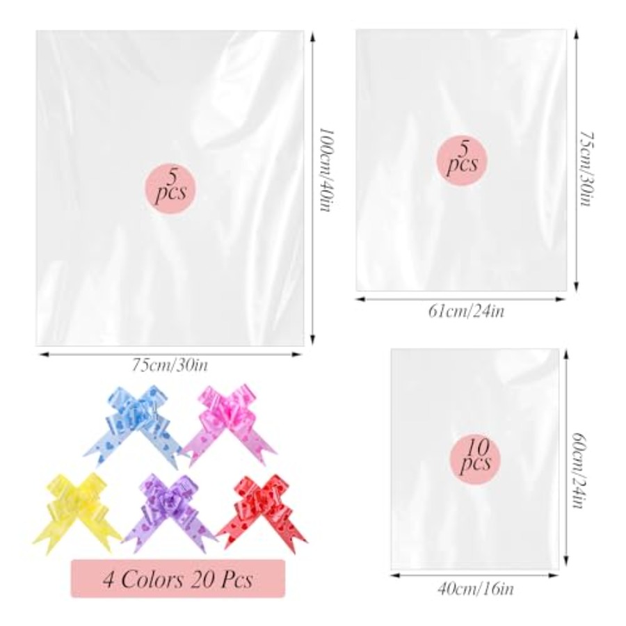ถุงพลาสติกใสขนาดใหญ่ 20 ชิ้น 3 - Cellophane Wrap Clear บทวิจารณ์และราคา