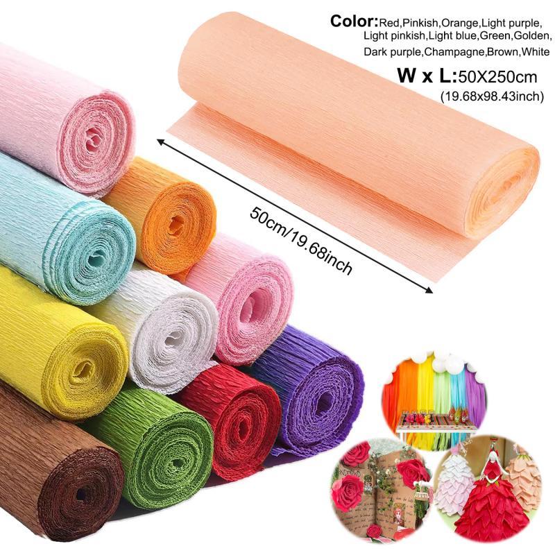 50x250 ซม.สี Crepe กระดาษม้วน  - Flower Wrap Kraft บทวิจารณ์และราคา