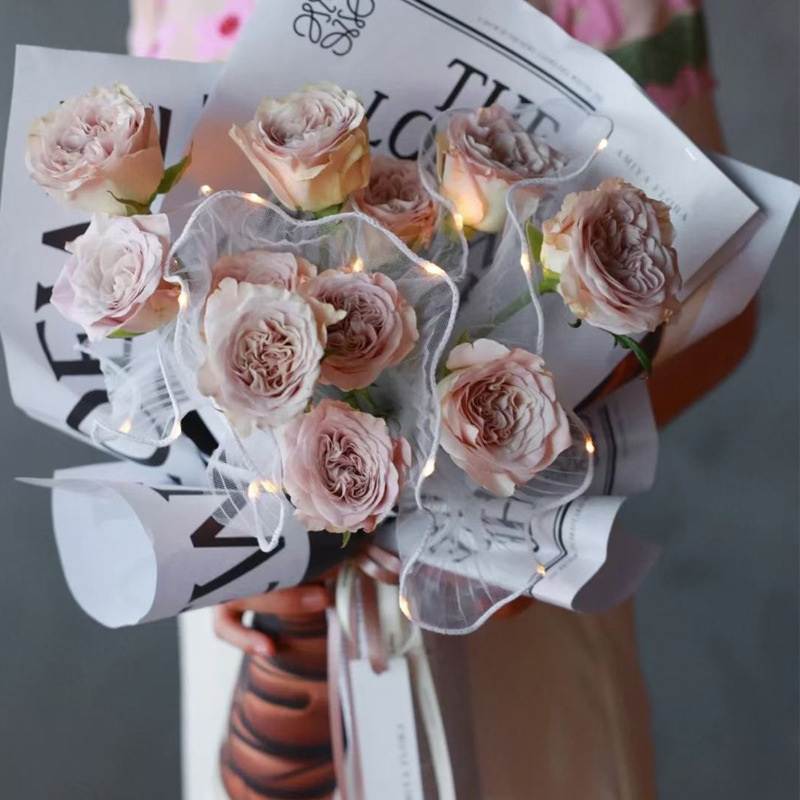 1 ชิ้น LED ห่อดอกไม้กระดาษไฟลู - Flower Wrap Kraft บทวิจารณ์และราคา