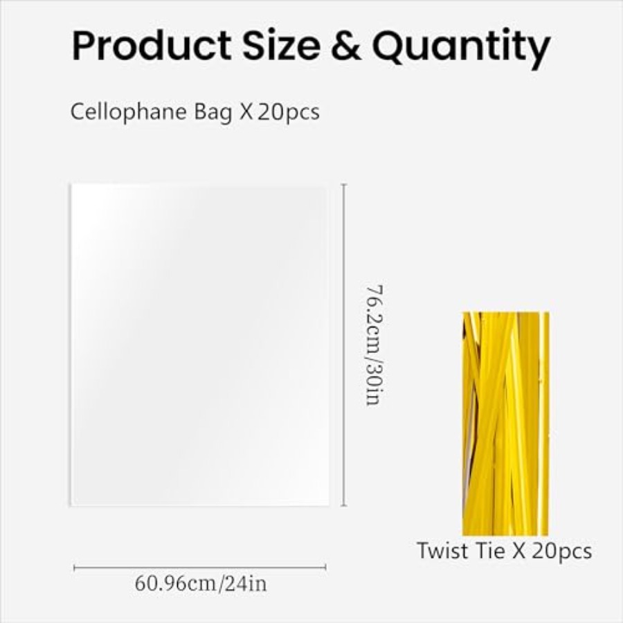 ถุงพลาสติกใส 20 ชิ้น ขนาด 24x3 - Cellophane Wrap Clear บทวิจารณ์และราคา